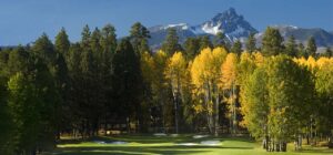 Golf Course and mountain.