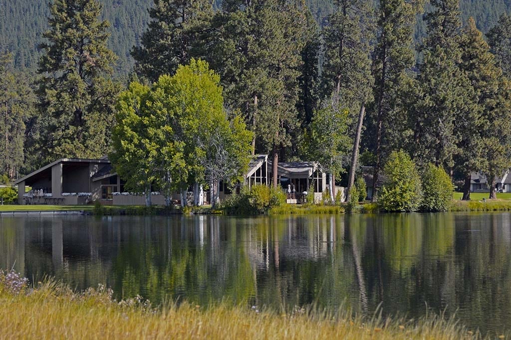 View of Lodge from across Phalarope Lake