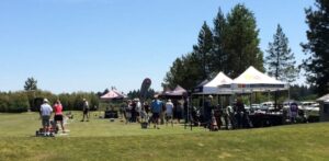 Golf Demo tents and golf range.