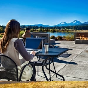 Picture of people working remotely in Central Oregon.
