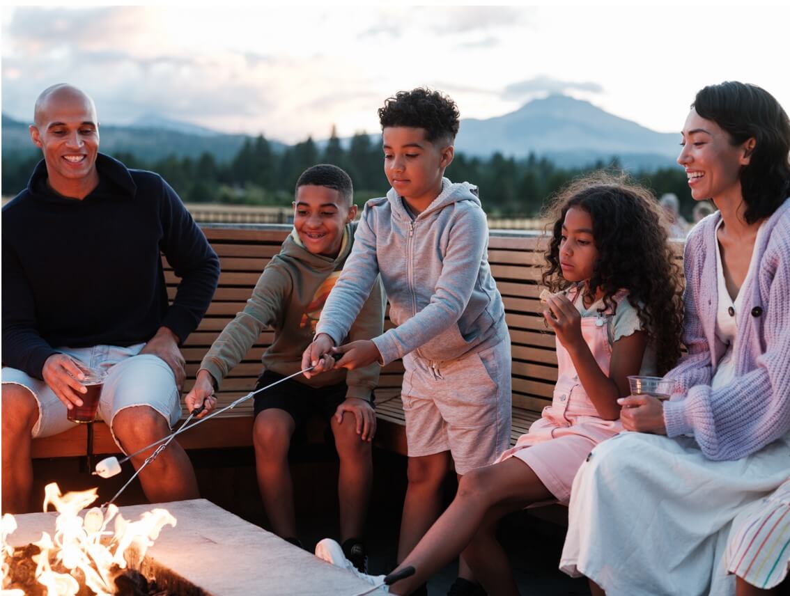 A family enjoying a vacation at a top Sisters, Oregon, resort.