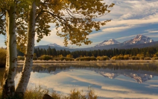 The view of mountains to hike near Sisters, Oregon, from Black Butte Ranch.