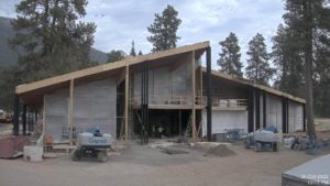 A photo of work being done at the new lodge at a Sisters resort.