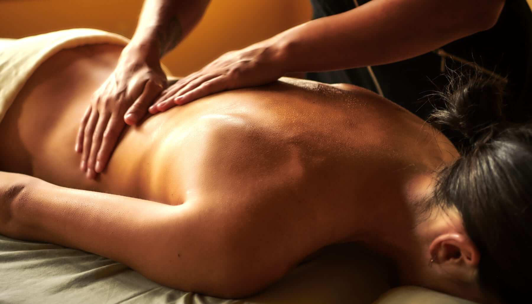 A woman getting a massage at a spa in Sisters, Oregon.