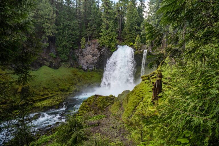 A waterfall near Sisters, Oregon, which is one of the most popular views in the area.