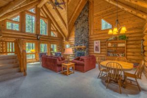 A photo of a cabin rental to relax in after exploring things to do in Sisters, Oregon during the winter. 
