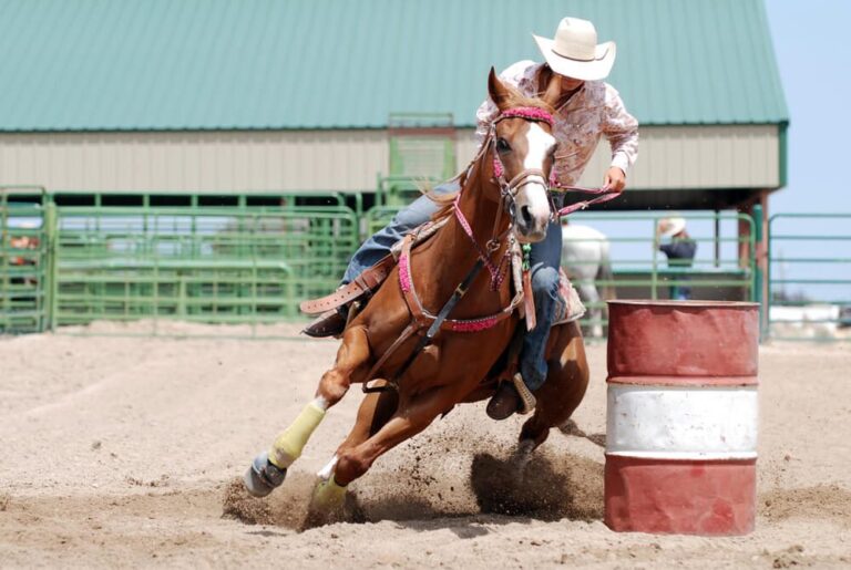 A barrel racer at the Sisters Rodeo, one of the annual events in Sisters, Oregon.