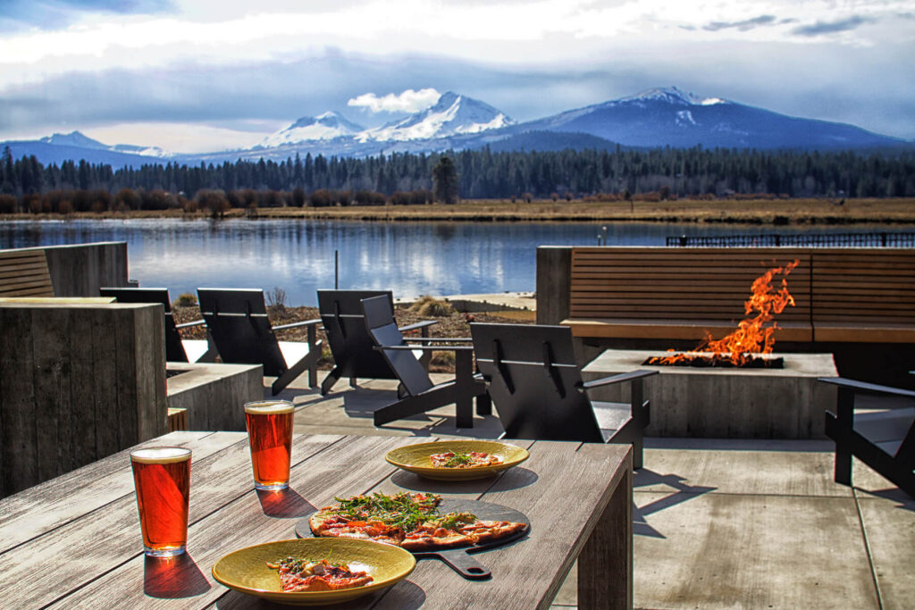 A patio to dine at after enjoying outdoor activities on an Oregon spring vacation.