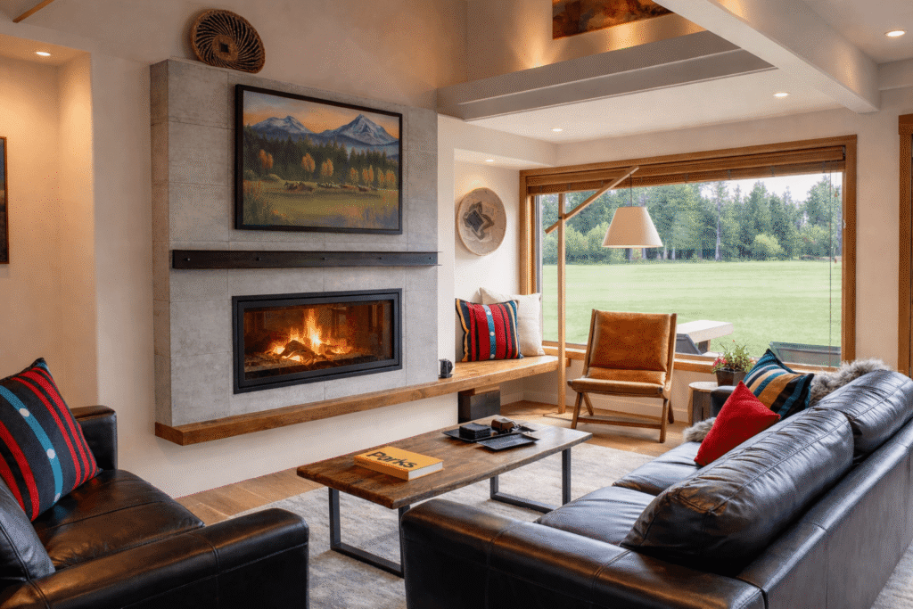 The living area of a vacation rental at one of the best places to stay in Sisters.