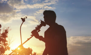 A person performing during the Sisters Folk Festival.